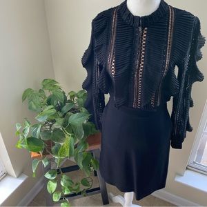 French Connection Black Ruffle Lace Dress